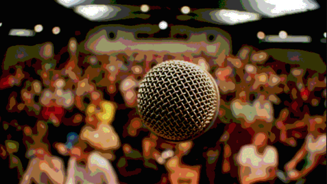 celebrity bullying, microphone, audience, lyrics logic lullabies